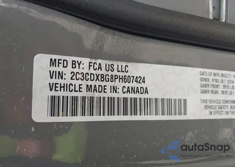 2023 Dodge Charger Sxt z USA, uszkodzony, nr VIN 2C3CDXBG8PH607424